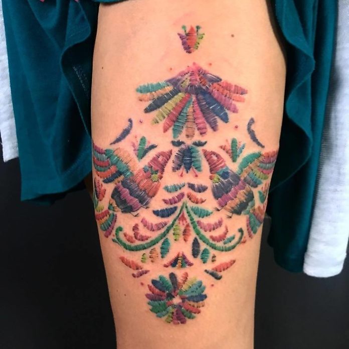 32+ Stunning Embroidery Tattoo Ideas That Even Your Grandmother Will