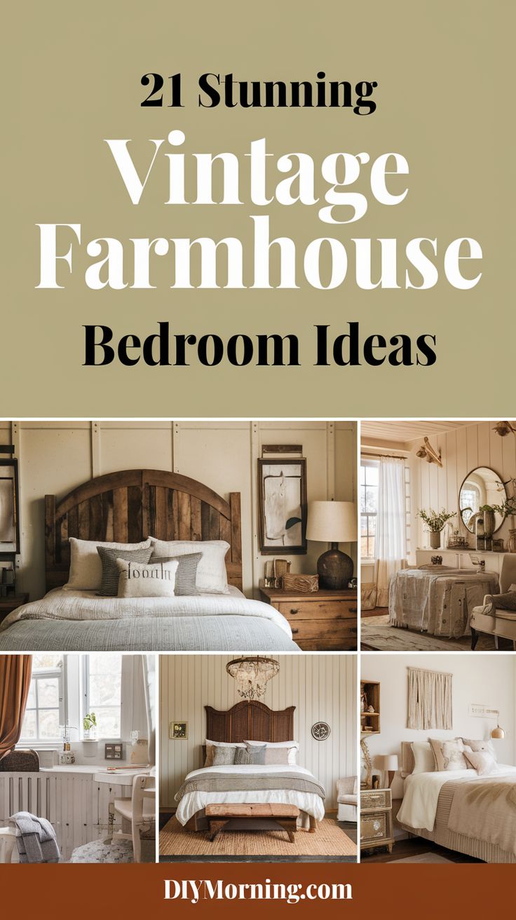 21 Stunning Vintage Farmhouse Bedroom Ideas You???ll Love - DIY Morning