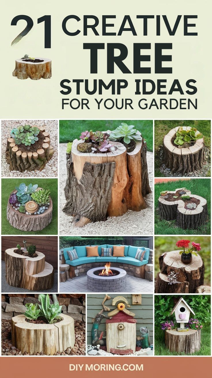21 Creative Tree Stump Ideas for Your Garden - DIY Morning