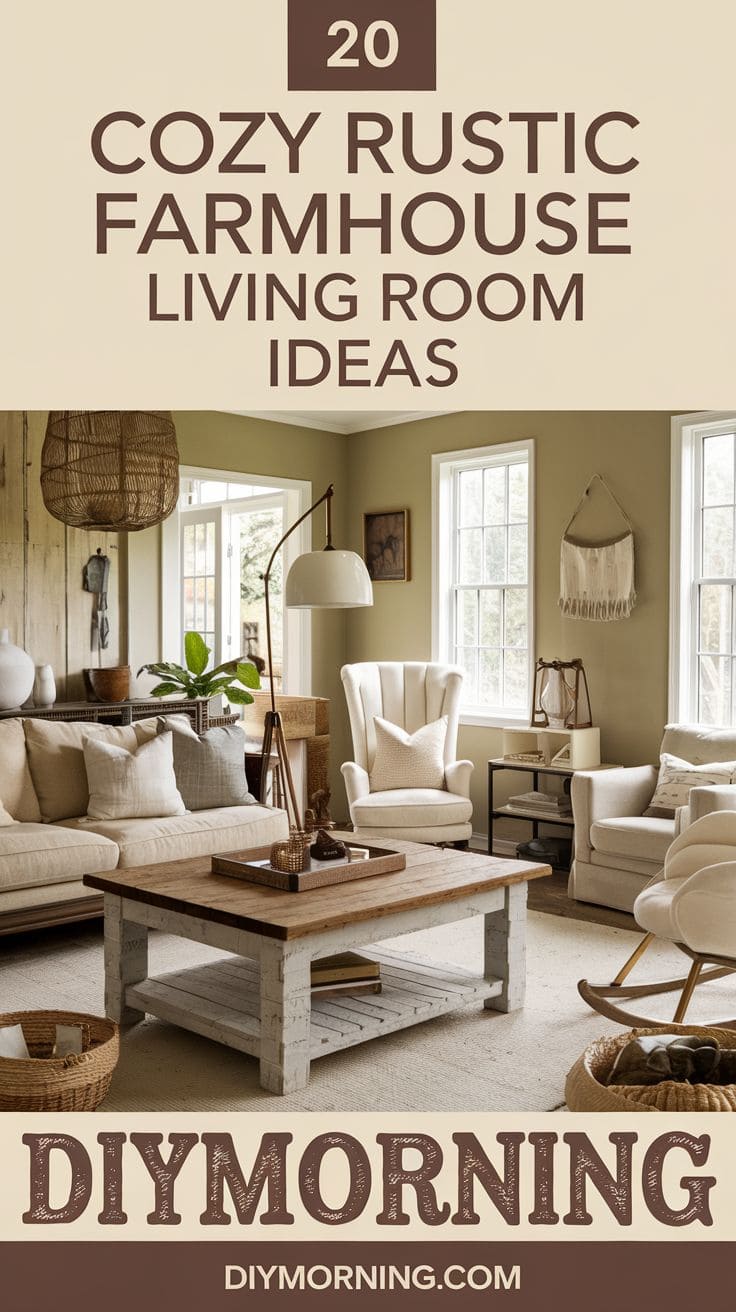20 Cozy Rustic Farmhouse Living Room Ideas You’ll Love DIY Morning